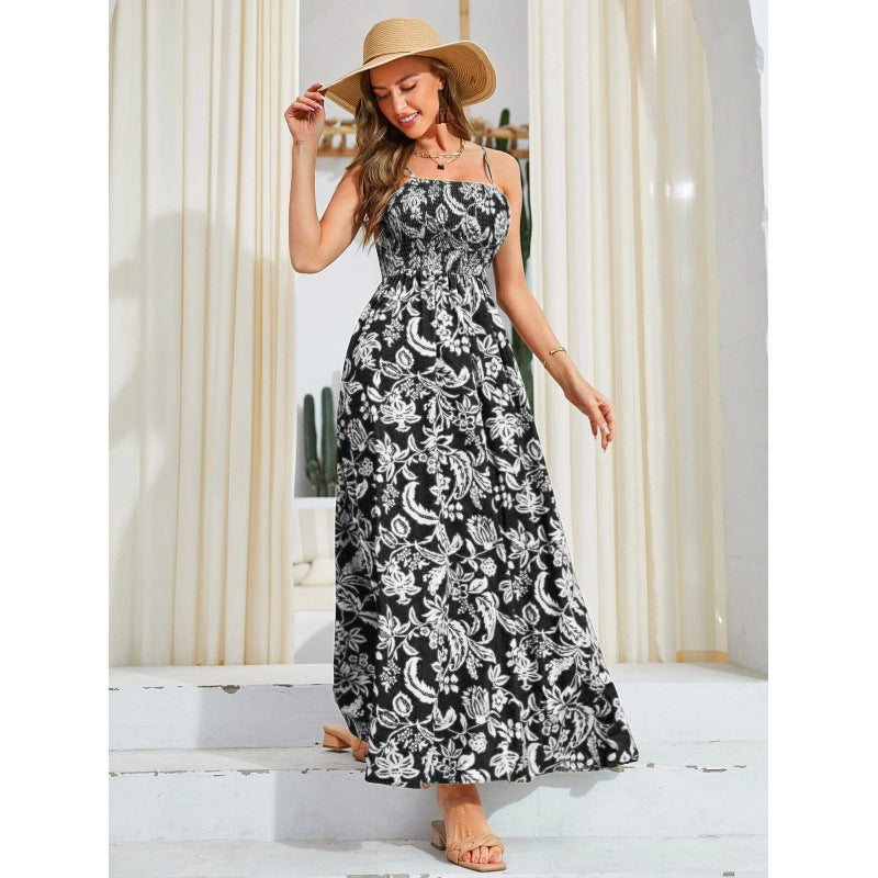 Variant image for Kvinnors Midi Klänning Ärmlös Blommönster Polyester-11