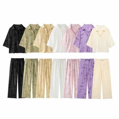 Dam Topp och Byxor Jacquard Avslappnad Stil-2