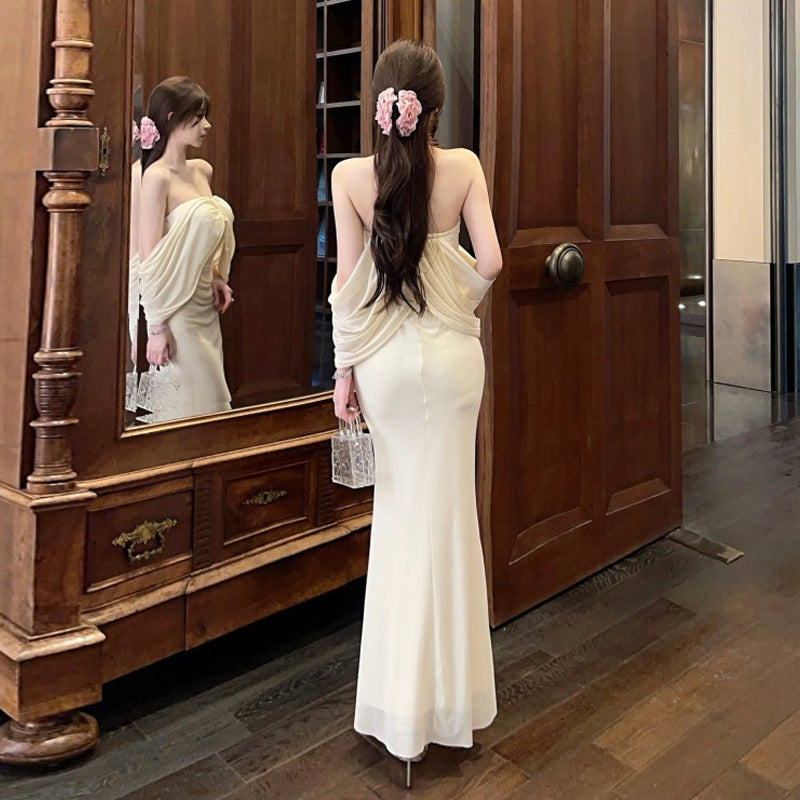 Dam Klänning Fishtail Slim Fit Polyester Elegant Bodycon-4