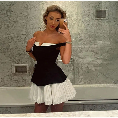 Kvinnors Klänning Utanför Axeln Veckad Hållbart Material 6