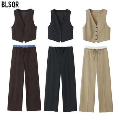 Herr Slim-Fit Byxor med Knappar och Patchwork i 100% Bomull-2