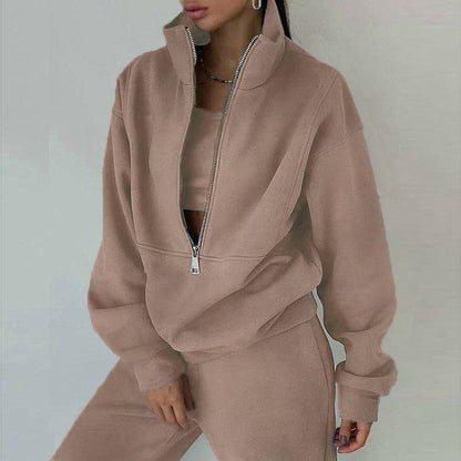 Variant image for Kvinnors Sport Set Fleece med Långa Ärmar och Dragkedja-13