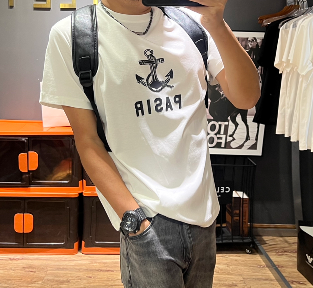 Herr T-shirt Kvalitet Rund Hals Bomull Tränings T-shirt-2