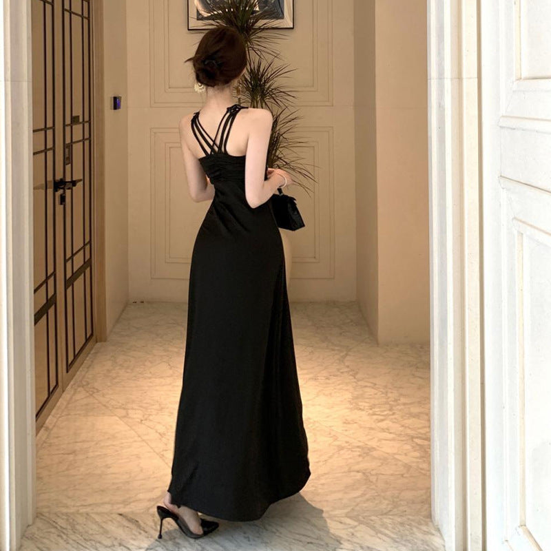 Dam Maxiklänning Stropplös Halter Polyester Elegant Öppen Bak-4