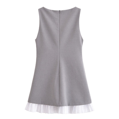 Fina Dam Klänningar Ärmlös Rundhalsad Polyester Elegant Sommarklänning-3