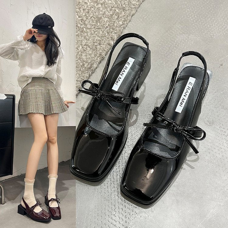 Kvinnor Slingback Pumps Blockhäl Syntetiskt Material med Loopdetalj 2