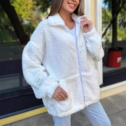 Damjacka Casual Plysch Polyester Långärmad-2