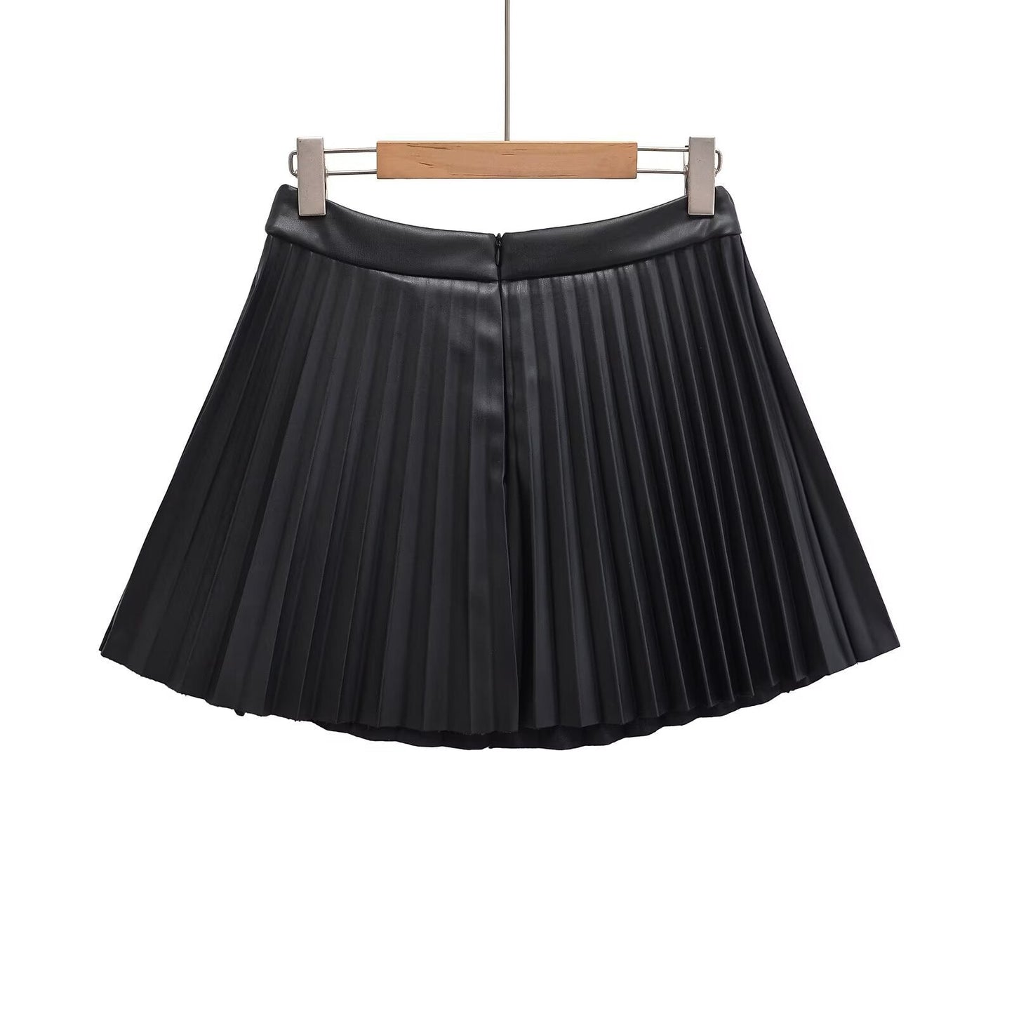 Dam Minikjol Hög Midja Veckad Polyester-2