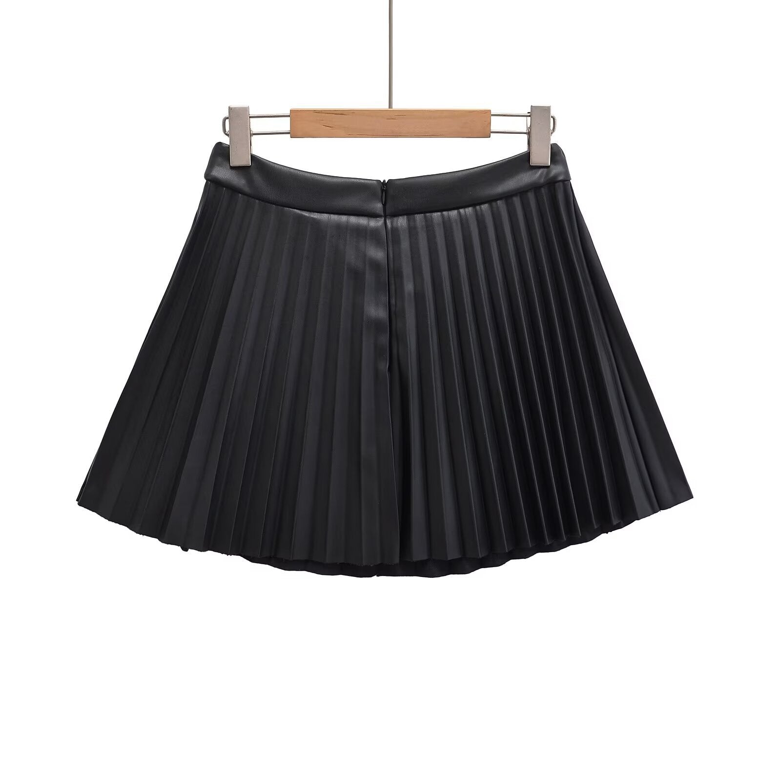 Dam Minikjol Hög Midja Veckad Polyester-2