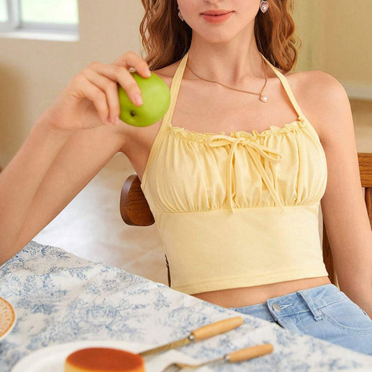 Dam Korta Toppen Halterband Lätt Elastisk-1
