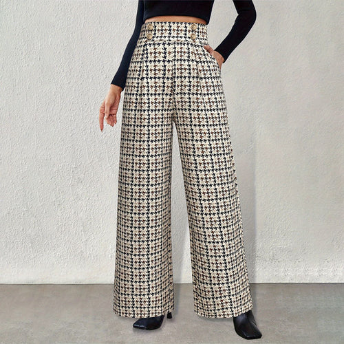 Kvinnors Palazzo Byxor Högmidjade Flödande Design i Hållbart Material 1