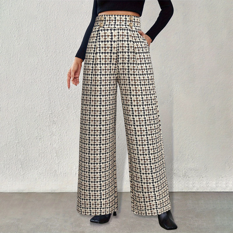 Kvinnors Palazzo Byxor Högmidjade Flödande Design i Hållbart Material 7