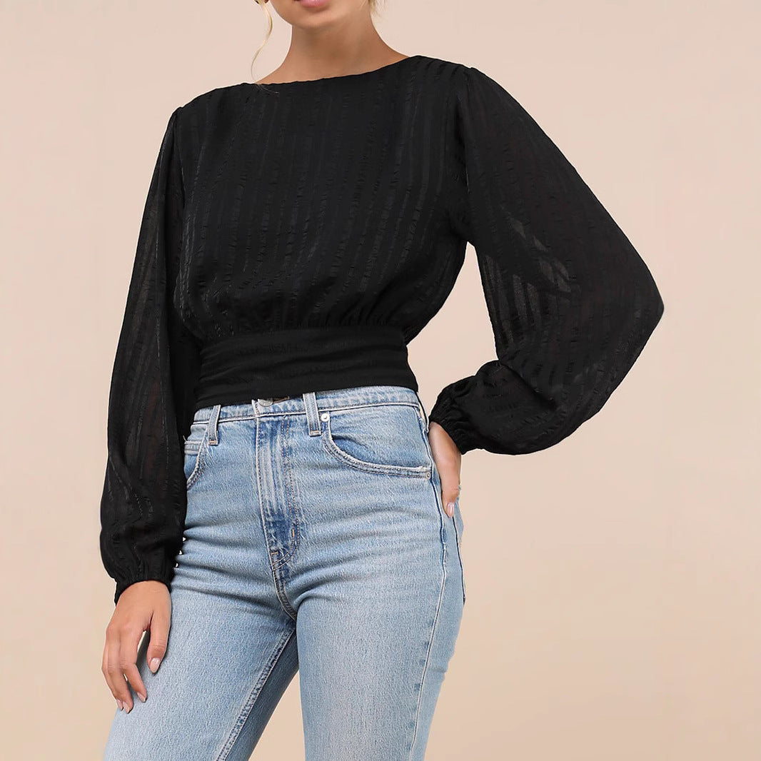 Dam Chiffongtröja Blommig Slim Fit Långa Ärmar-2