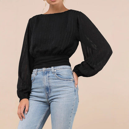 Dam Chiffongtröja Blommig Slim Fit Långa Ärmar-2