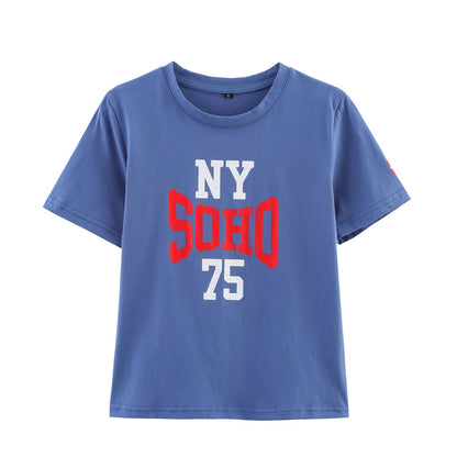 Dam T-shirt Modern Tryck Avslappnad Bomull 5