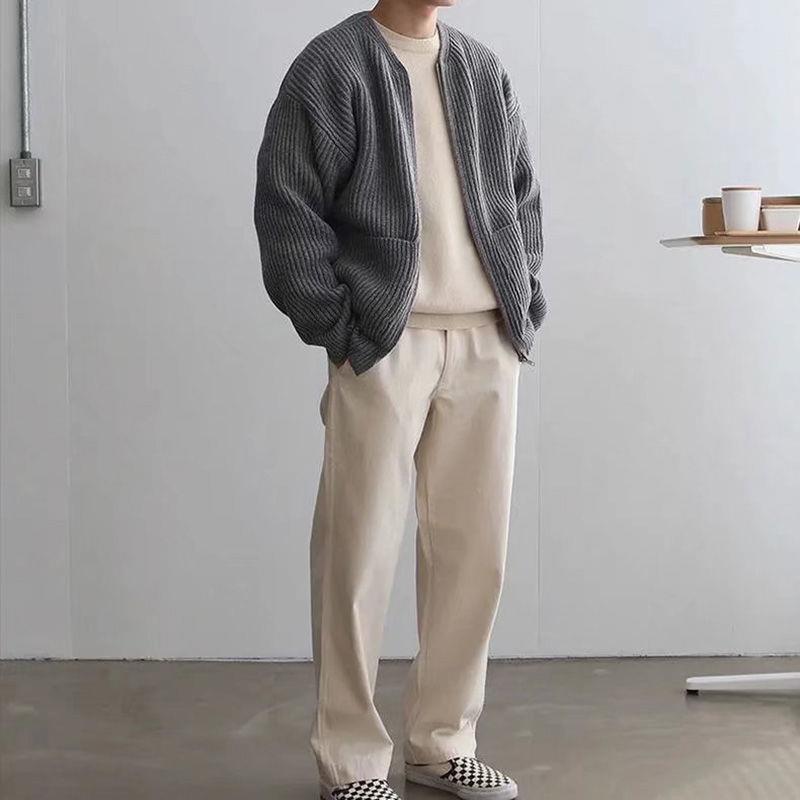 Stickad Cardigan Herr Modern Akryl Väst-2