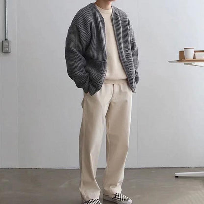 Stickad Cardigan Herr Modern Akryl Väst-2