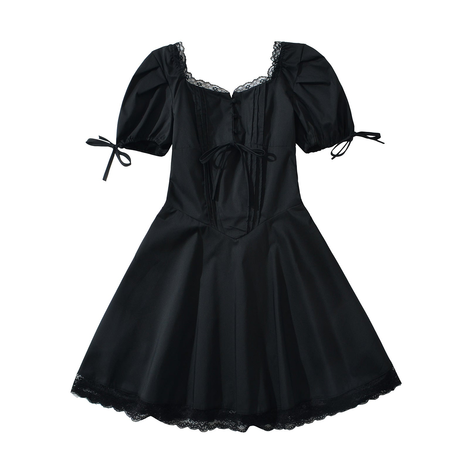 Dam Klänning Puffärmar Ruffles Andningsbart Material 6