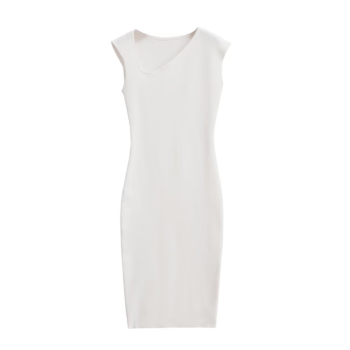 Kvinnors Bodycon Klänning Asymmetrisk Nacke Stickad-3