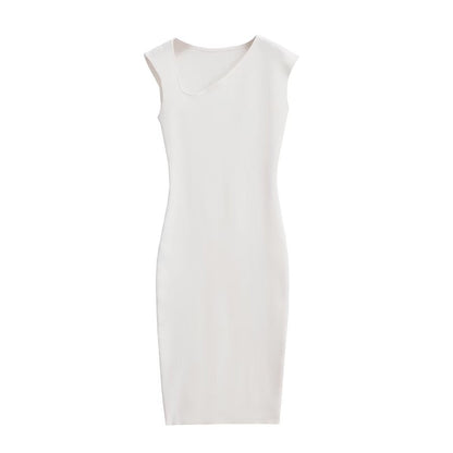 Kvinnors Bodycon Klänning Asymmetrisk Nacke Stickad-3