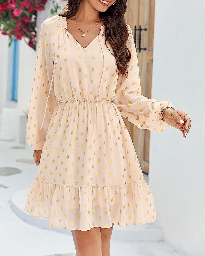 Sommarklänning Dam V-ringad i Lätt Bomull med Elastiskt Midjeband – Perfekt för Strand och Fest 5