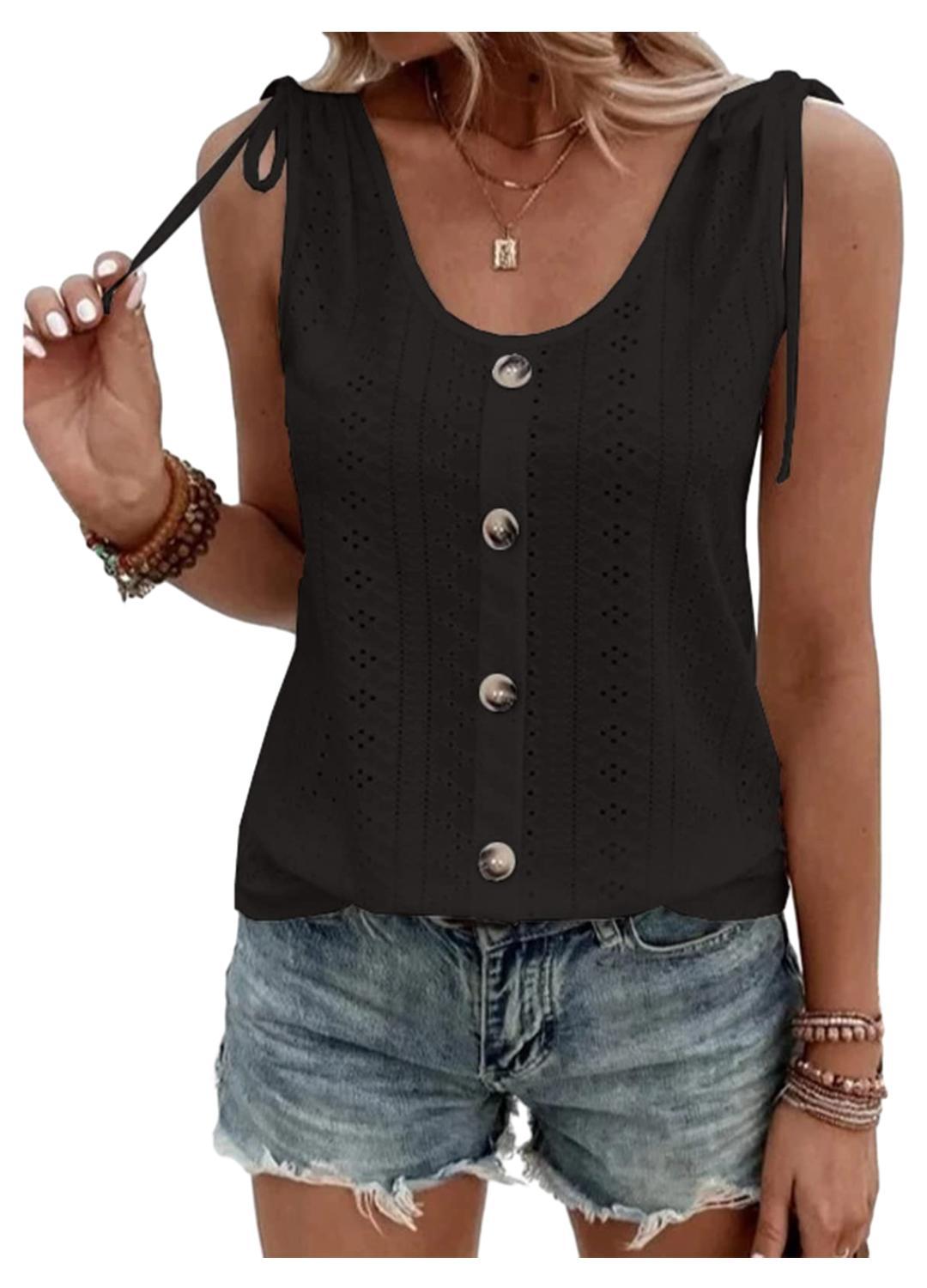 Dam Väst Rund Hals Kabelknappfri Mjuk Polyester-6