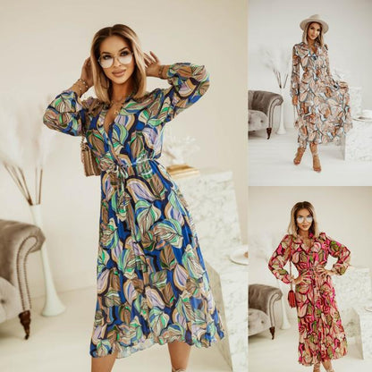 Dam Maxiklänning A-linjeformad Blommönster Polyester-2