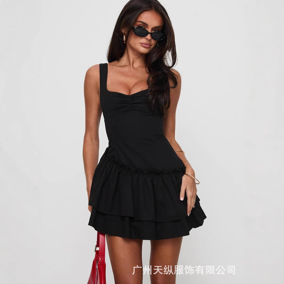 Variant image for Kvinnors Minikjol Klänning Fyrkantig Halsringning Mjölk Silke-1