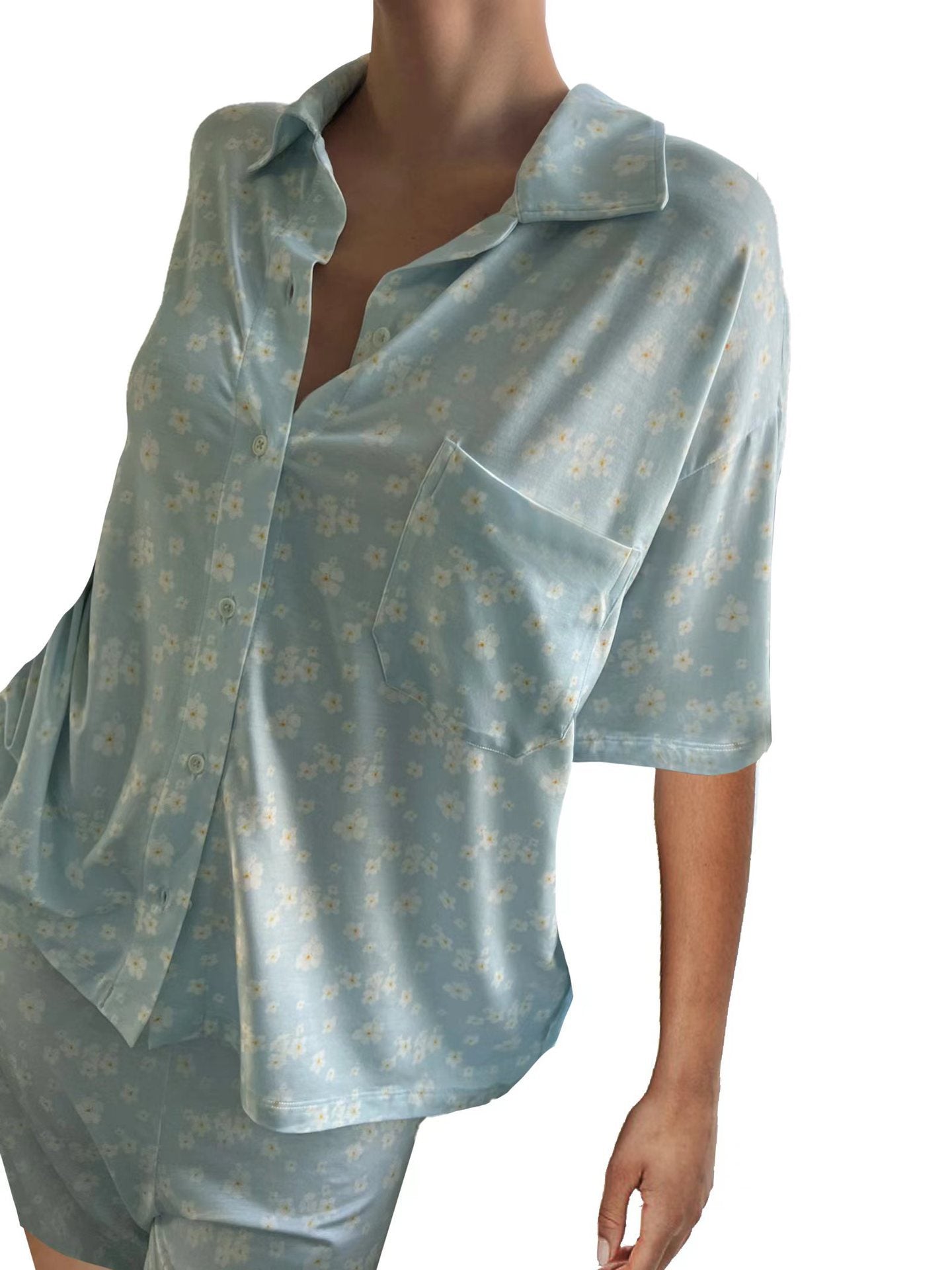 Variant image for Dam Hemkläder Blommigt Kortärmad Polyester Uppsättning-11