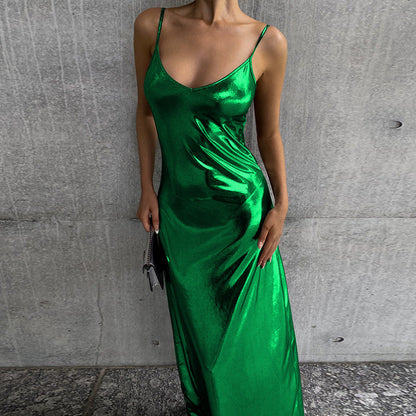 Dam Midiklänning A-linjeformad Spaghetti Remmar Polyester för Bröllop-2