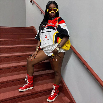 Herr T-shirt Kortärmad Färgblock Polyester Spandex-3