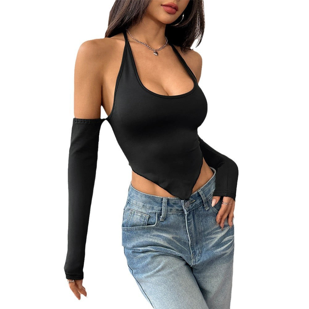 Dam Off Shoulder Topp med Långa Ärmar i Elastiskt Tyg 6