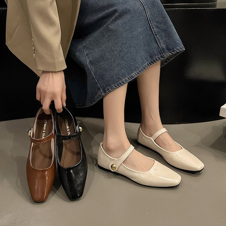 Kvinnor Ballerinas Mary Jane Högkvalitativ Syntetisk med Spänne-5