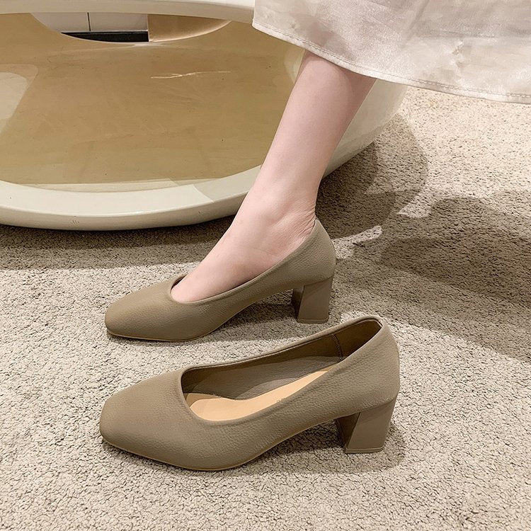 Kvinnors Blockpumps i Klassisk Design Hållbart Material 3