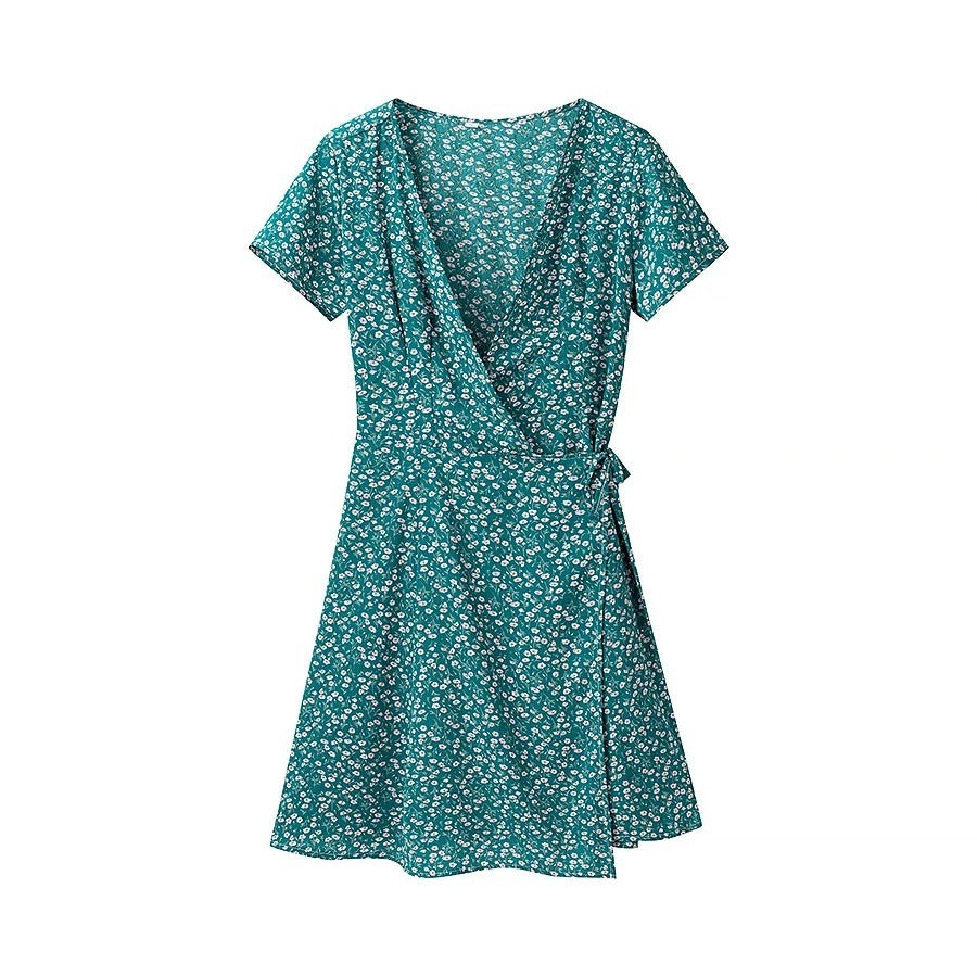 Kvinnors Omslagsklänning V-Hals Lätt Andningsbart Material-1