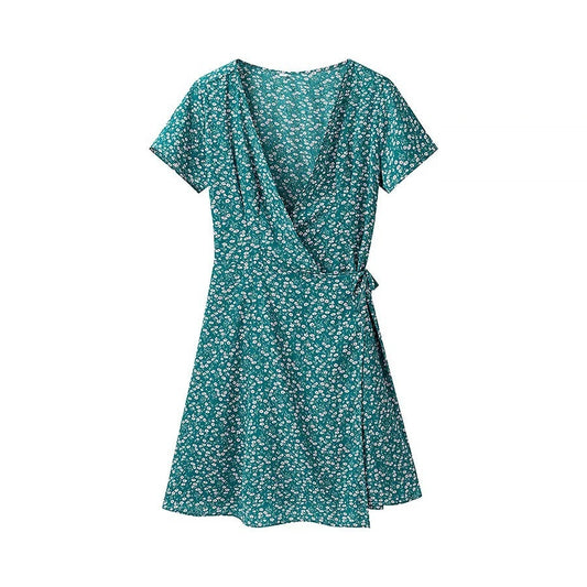 Kvinnors Omslagsklänning V-Hals Lätt Andningsbart Material-1