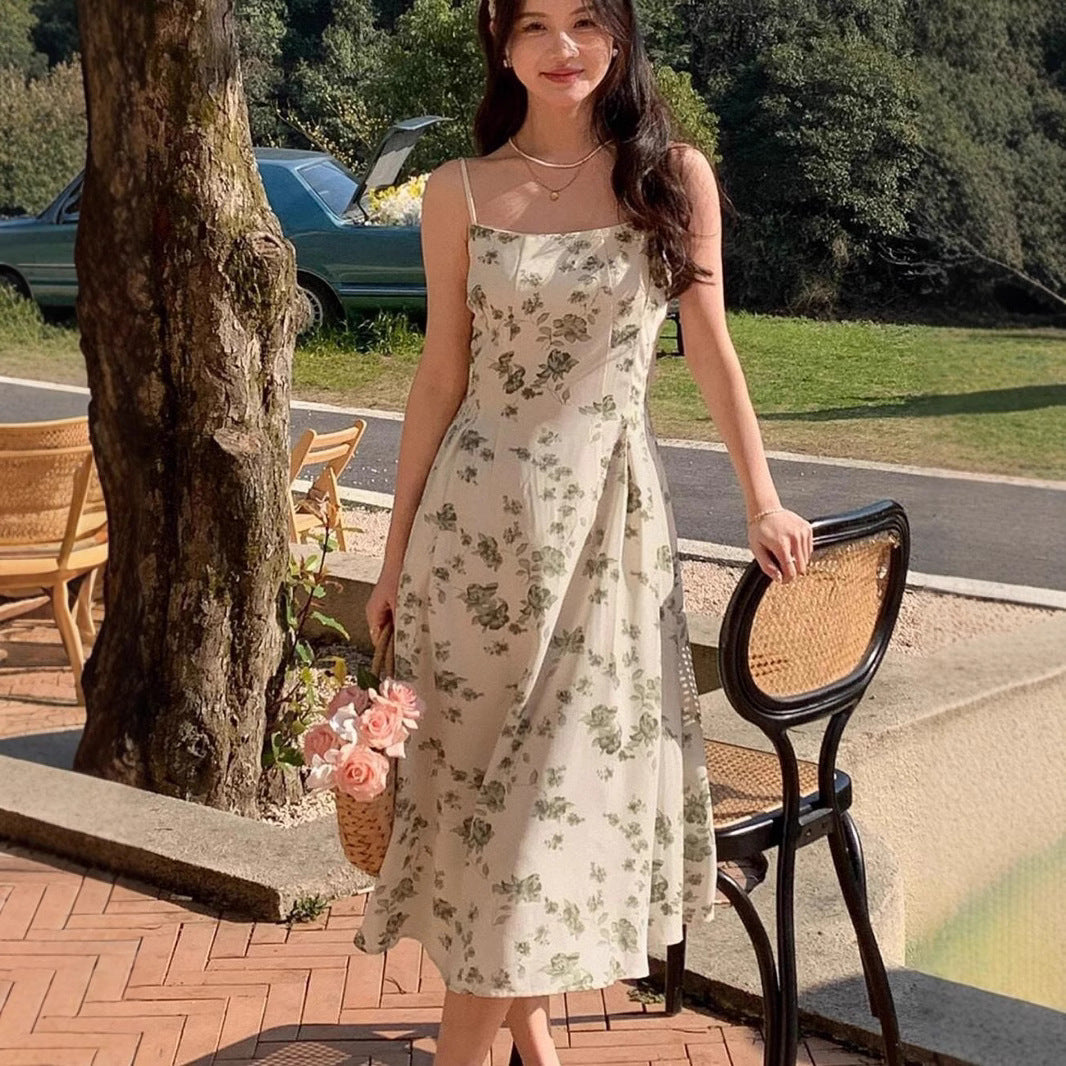 Kvinna Midi Klänning Spaghetti Bärare Polyester Elegant-4