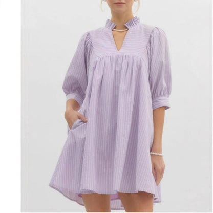 Kvinna A-linje Klänning V-ringning Tryckt Polyester-3