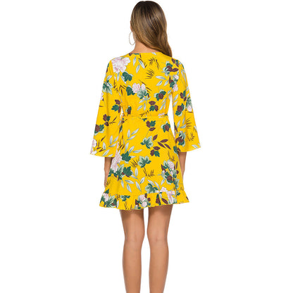 Dam Minikjol A-linjeformad Mönstrad Polyesterfiber-6