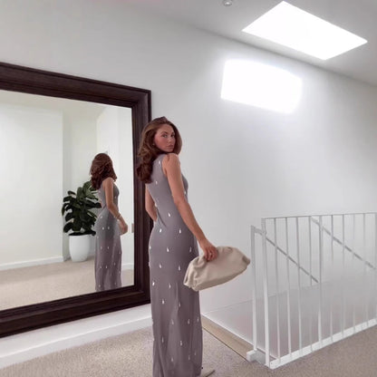 Fina Dam Klänningar Halvkrage Monokrom Mjuk Utan Ärmar-4