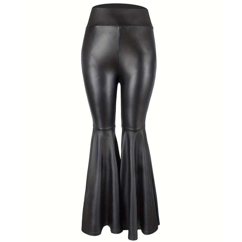 Flared Damen Leggings aus Synthetischem Leder mit Elastischem Midjeband – Trendige Passform für jeden Anlass 5