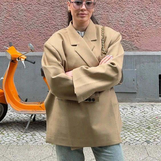 Dam Blazer Överdimensionerad Modern Silhuett Högkvalitativt Tyg 4