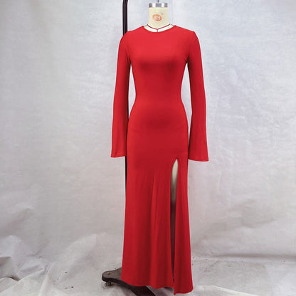 Variant image for Maxi Klänning Dam Långärmad Asymmetrisk Polyester Elegant Lång Kjol-4