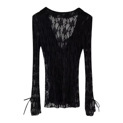 Variant image for Kvinnors Festtop med Ruffles Transparent Spets-2