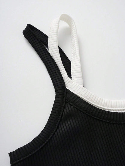 Damklänning Smal Passform Färgblockerande Polyester-4