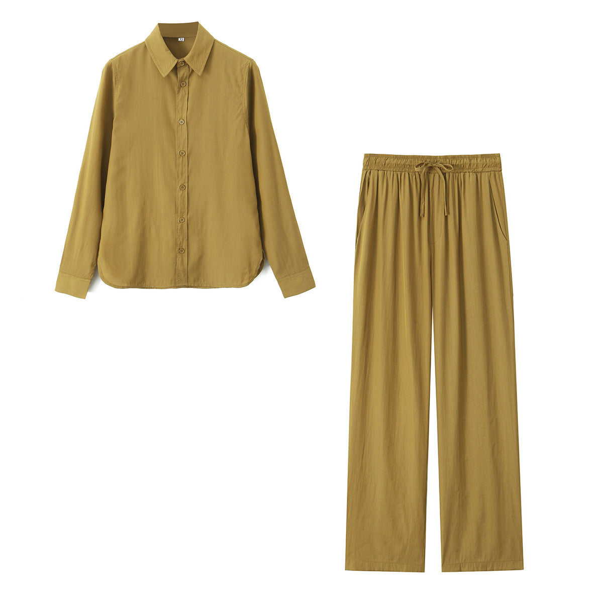 Dam Fritidsskjorta och Högbelagda Byxor i Gatastil av Bomull för Sommar-2