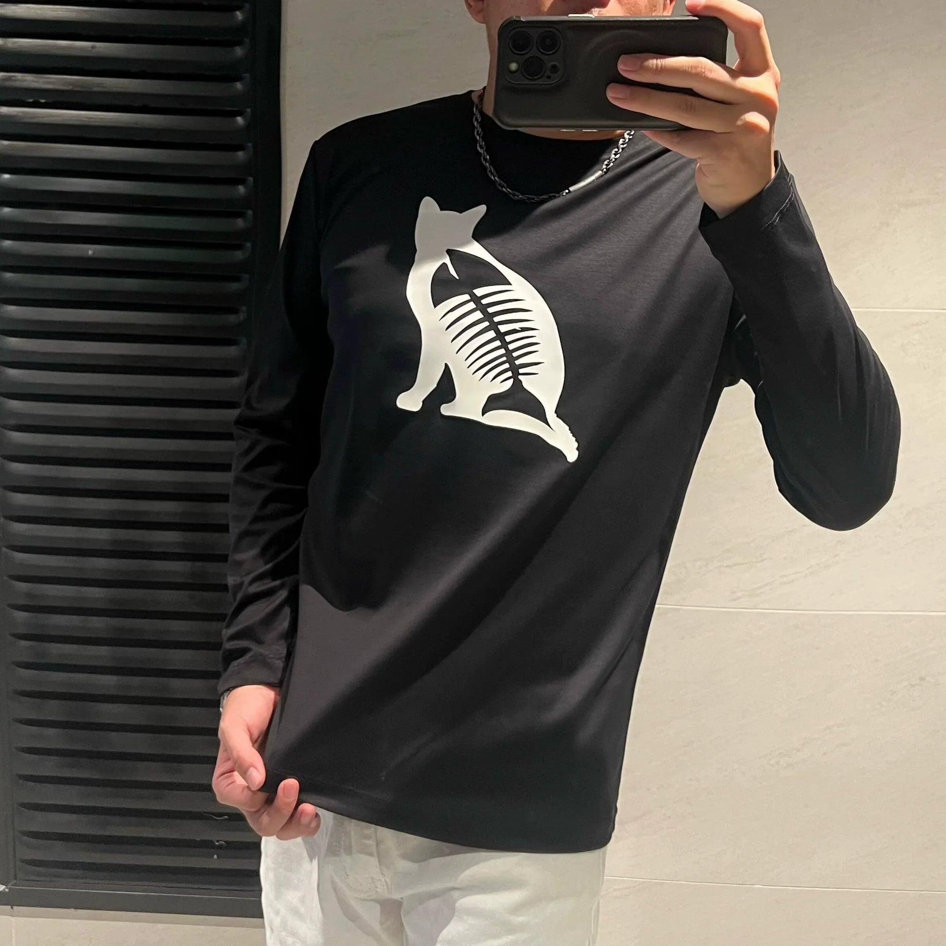 Variant image for Dam Långärmad Topp Cirkulär Halsringning Bomullsmix med Djurmotiv-1