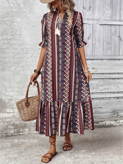 Fina Damklänningar A-Linje V-Ringning med Petalärmar i Polyester-1