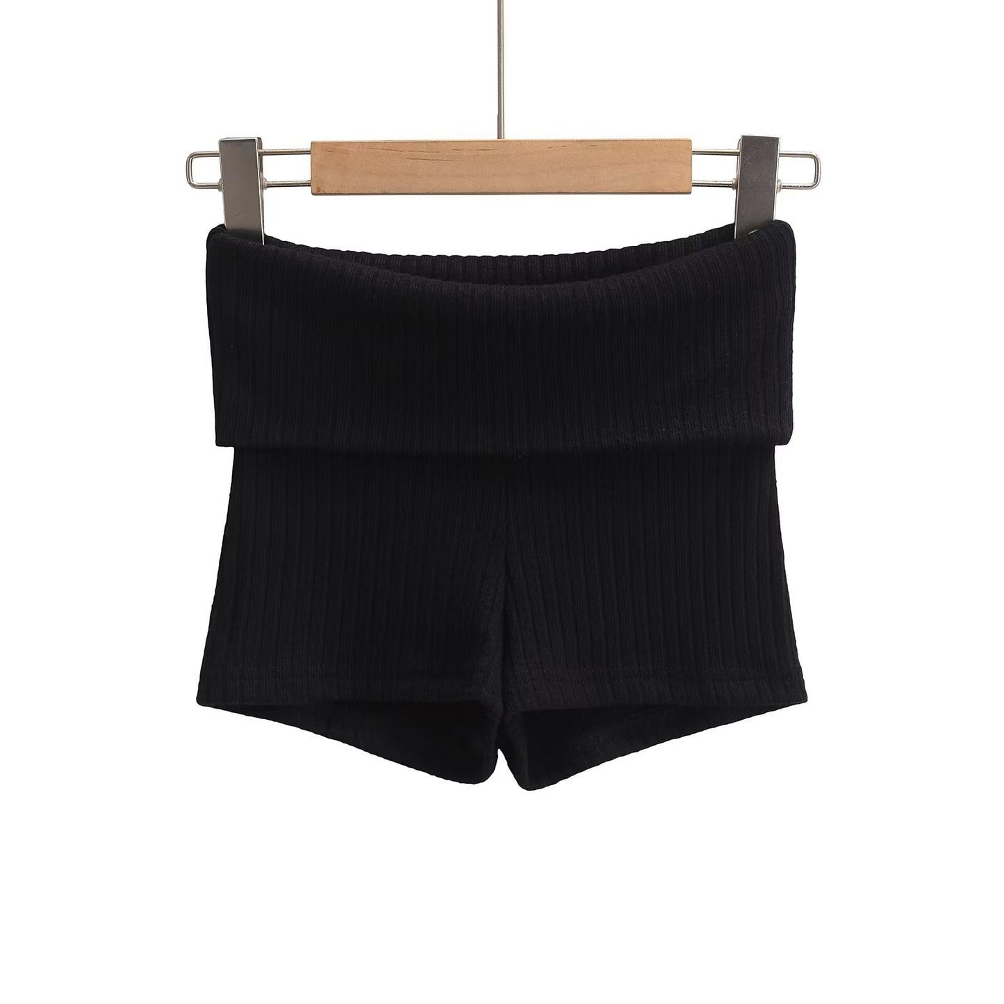 Kvinnors Shorts Ribbmönster Mjuk Bomullsmix-5