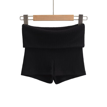 Kvinnors Shorts Ribbmönster Mjuk Bomullsmix-5
